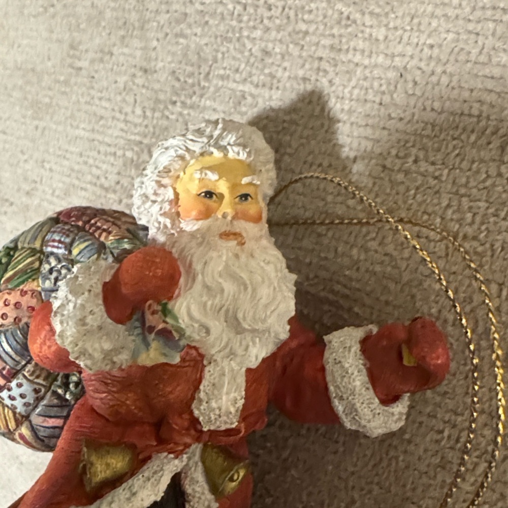 Handcrafted Santa Claus Ornament - Red and White